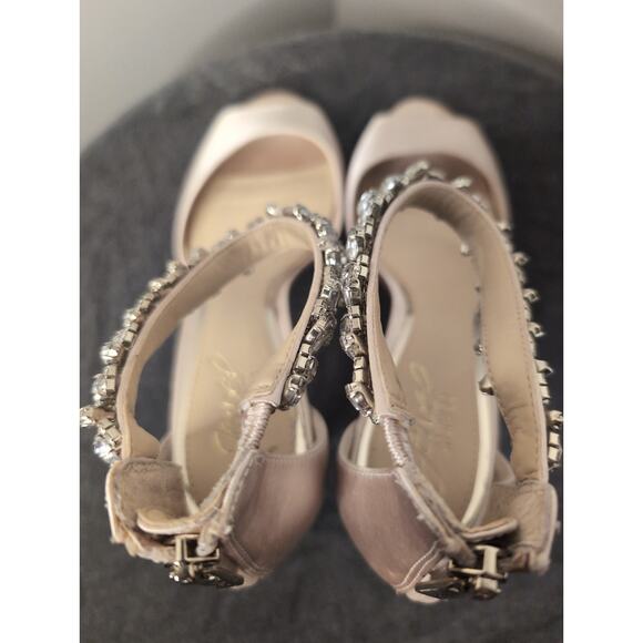 Badgley Mischka Jewel Lorraine blush rhinestone strap kitten heels - Picture 5 of 10